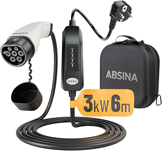 Absina 3 kW Schuko Type 2 portable charging cable
